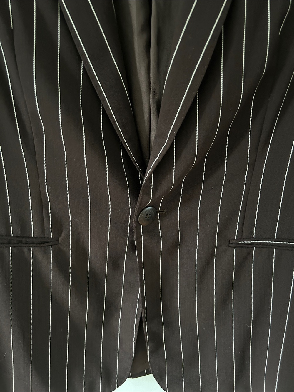 Ralph Lauren Purple Label Brown Pinstripe Blazer Size 8 Wool Tailored Vintage - Picture 4 of 16